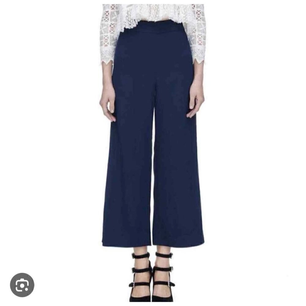 ❤️ Rebecca Taylor wide legs crop Pants, Nany blue, Size 2